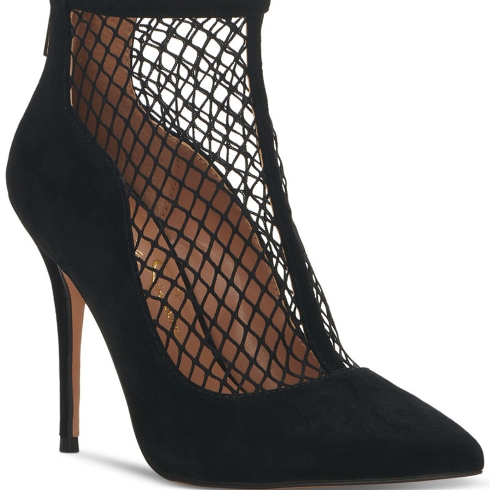 Jessica Simpson Black Mesh Ankle Heels